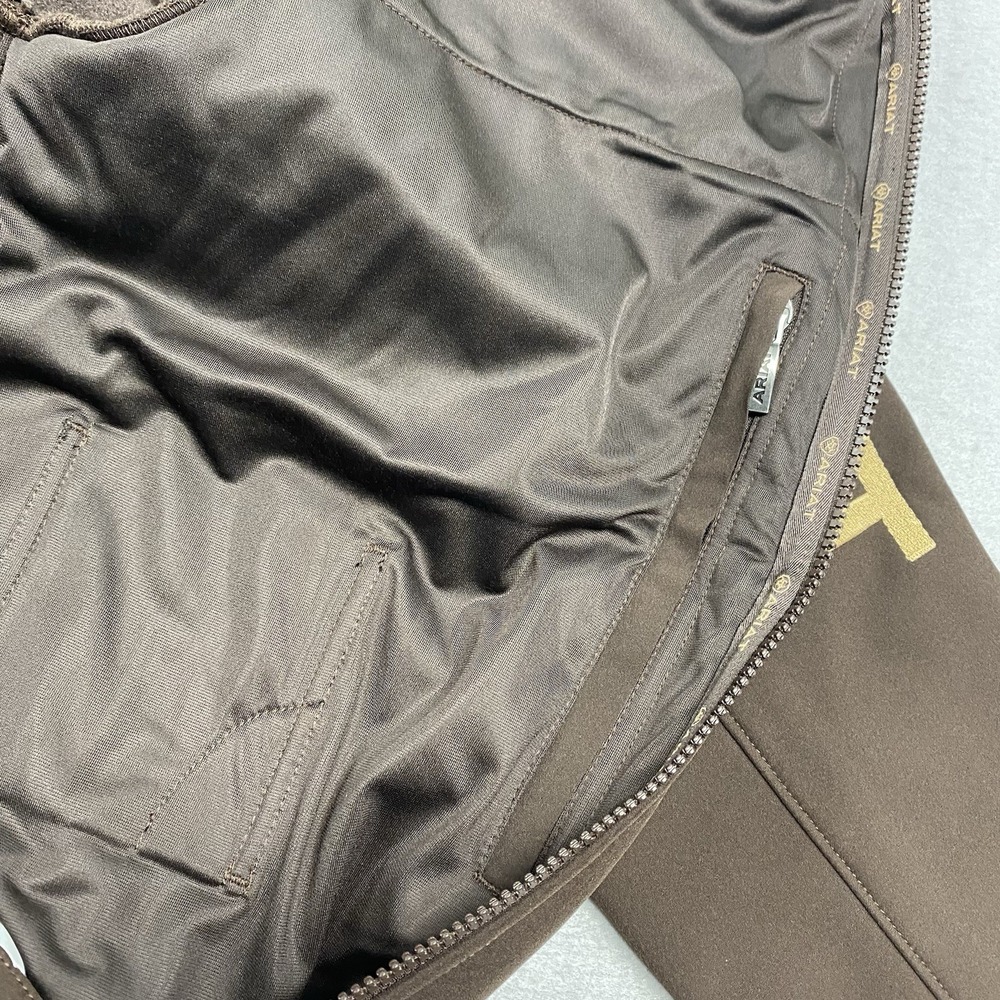 Ariat Logo Softshell Jacket Mens Medium Brown Full Zip Conceal Carry Wind Resist - Picture 12 of 15